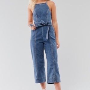 Hollister Crop denim jumpsuit